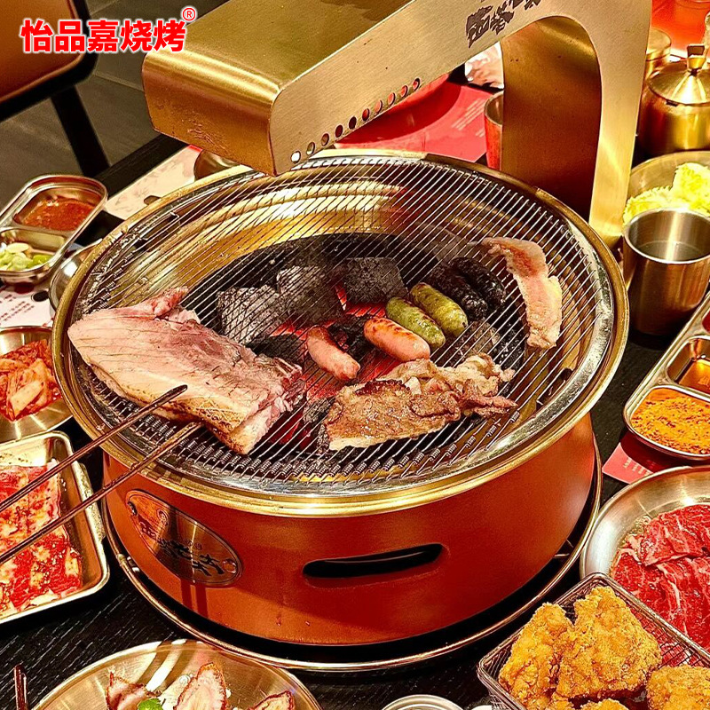 韩式烤肉店碳烤炉大号圆形烧烤炉网红西塔老太太泥炉商用木炭烤炉