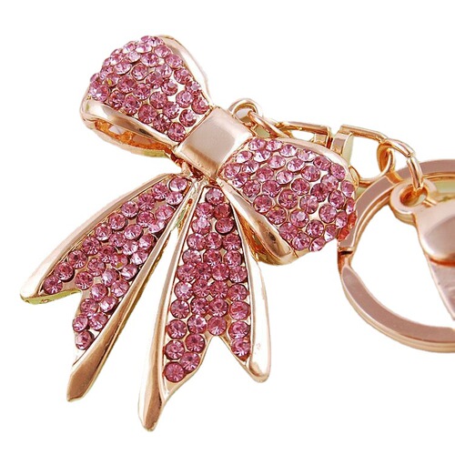 Cross-border alloy rhinestone bow keychain car key accessories women's bag accessories key chain metal pendant