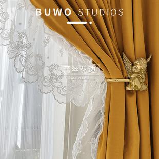 French Australian lace curtain gauze curtain velvet living room bedroom bay window villa apartment wedding room cashmere fabric wholesale