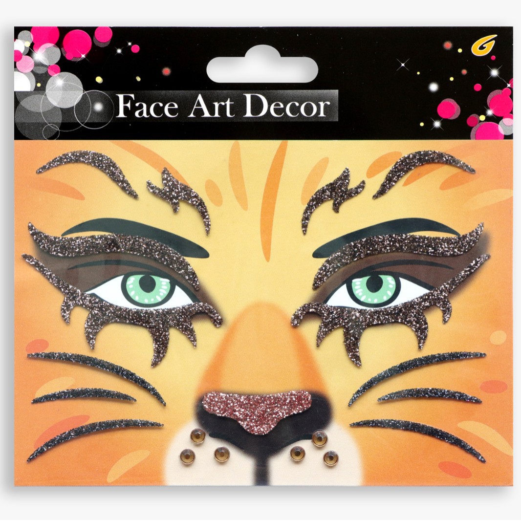 祝日のパーティーの舞台の化粧は顔を貼って化粧のシールを貼ります。