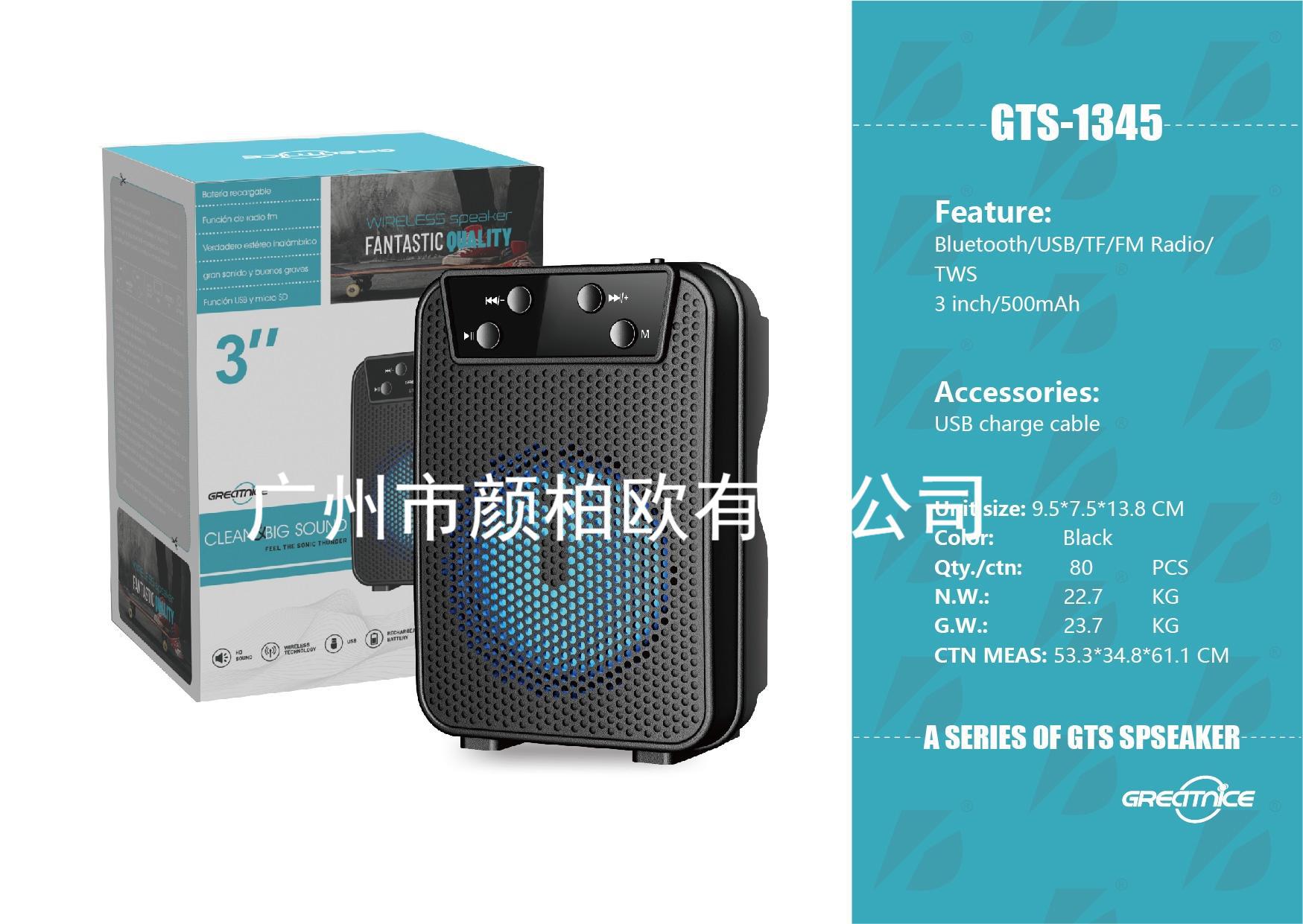 FUENTE Fábrica al por mayor serie GTS GTS-1345 al aire libre portátil de 3 pulgadas Bluetooth altavoz