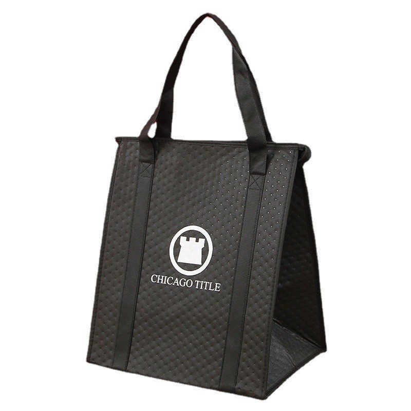 Bolsa de aislamiento de tela no tejida publicidad promoción bebida caliente postre bolsa de aislamiento de comida rápida bolsa de aislamiento de papel de aluminio con cremallera gruesa bolsa de aislamiento al por mayor
