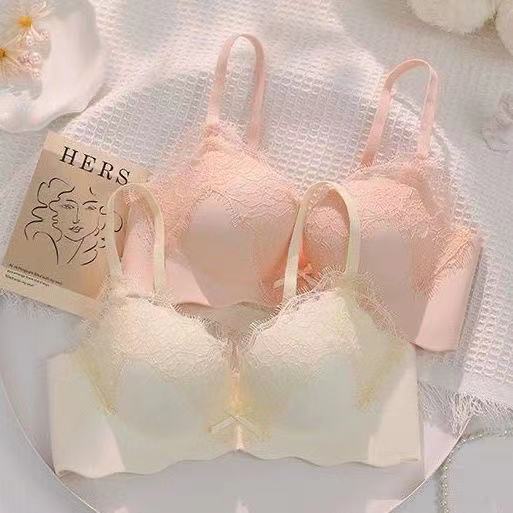 Original Thin Top-Thick Bottom Underwear for Women, Japanese Style Lace Bra, 3/4 Cup, Gathers Side Breasts, Comfortable, Seamless, Thin Style