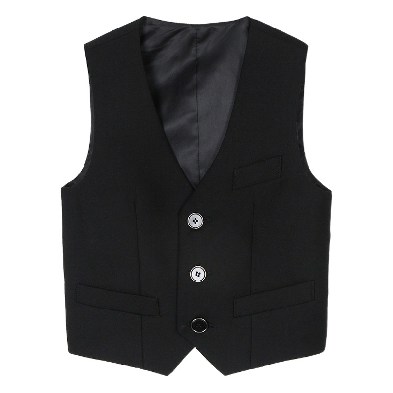 Niños traje casual chaleco estilo de la Universidad de los niños negro Chaleco de los niños ropa de clase Chaleco de los muchachos traje de color sólido