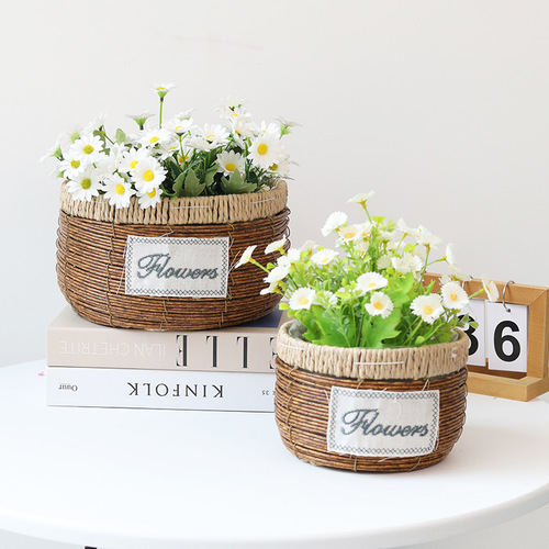 Imitation rattan flower pots, bamboo flower baskets, pothos living room storage baskets, flower shop flowers and green plants, gardening flower arrangement baskets, set pots
