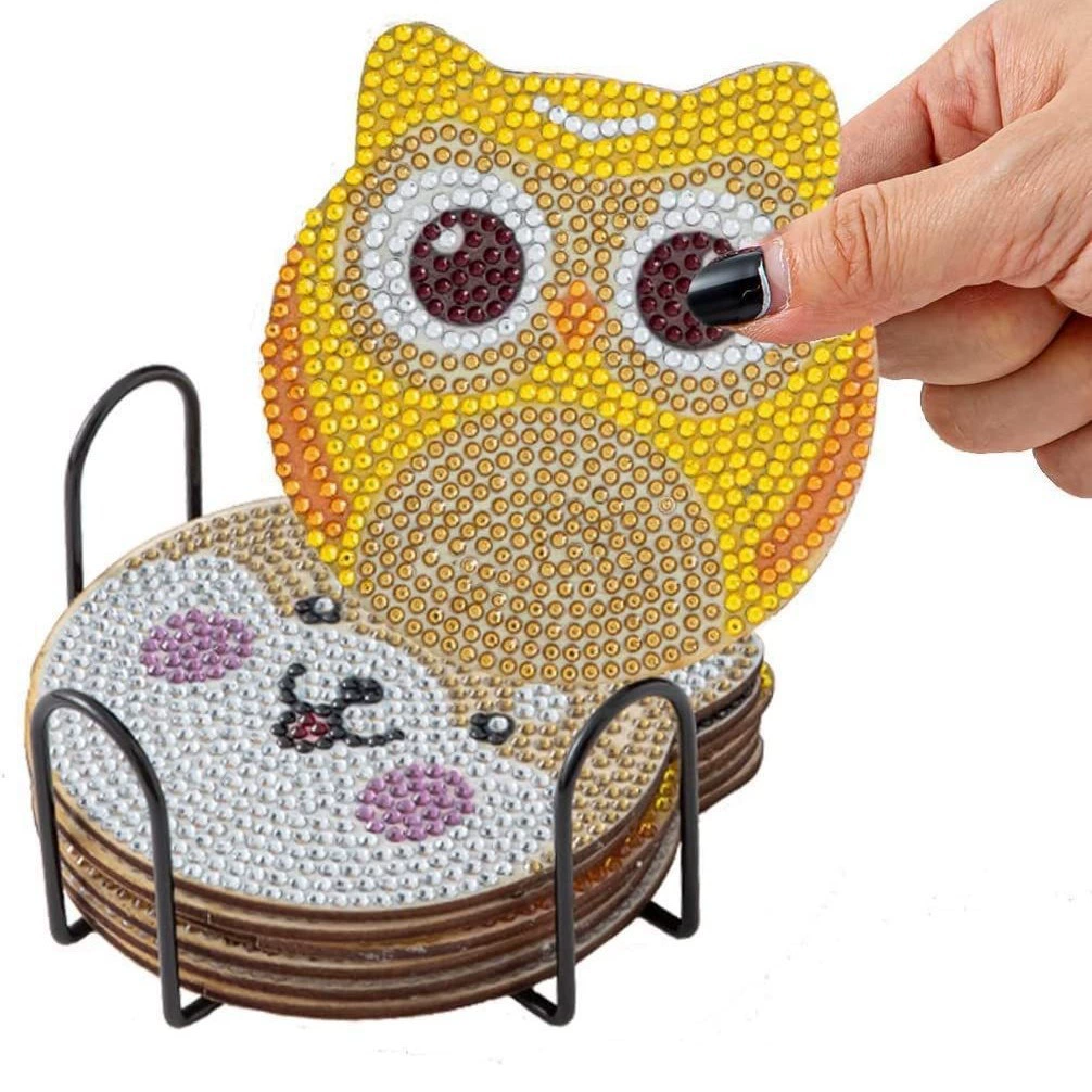 Картина с алмазной мозаикой в виде мультяшной фигурки животные, трубки, handmade, 6 штук
