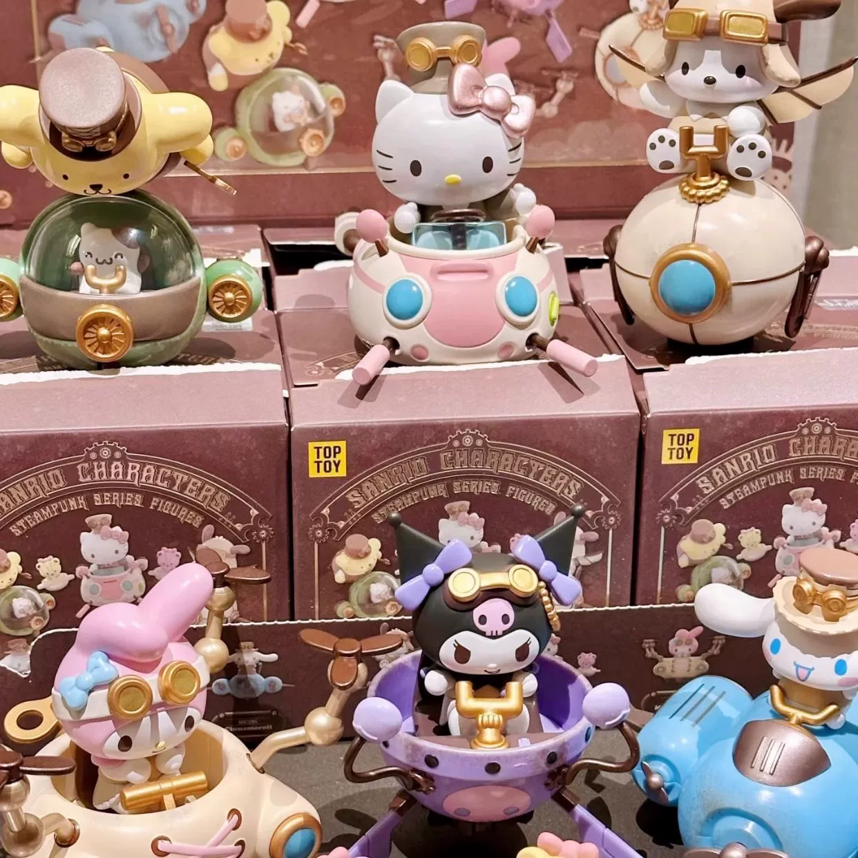 Фигурки в слепой коробке (Sanrio) сериa стимпанк — Kuromi и Hello Kitty, коллекционные украшения, сюрприз 6+ вариантов