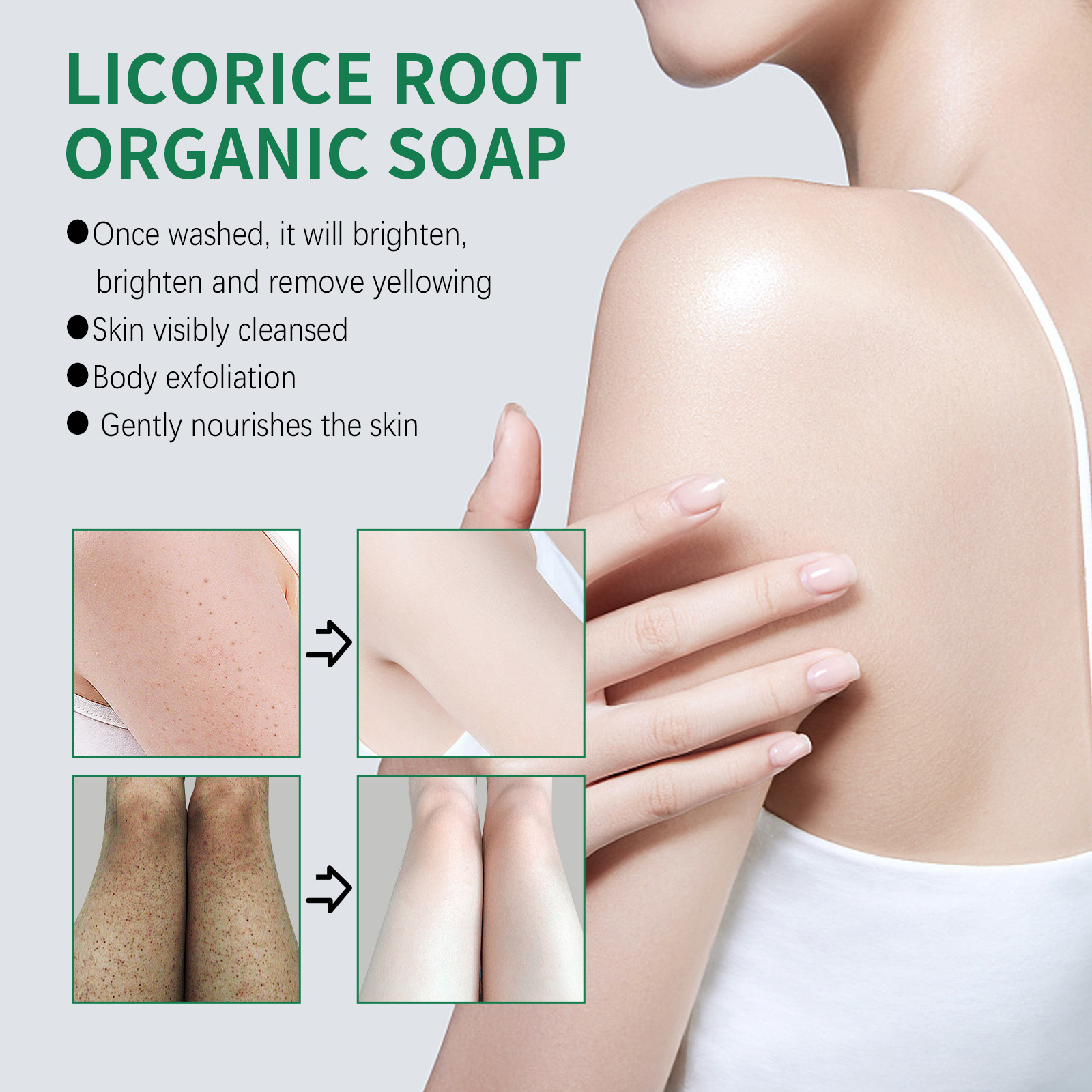 EELHOE licorice root whitening soap dilutes melanin in joints, cleanses and moisturizes skin, whitening soap_voghion.com