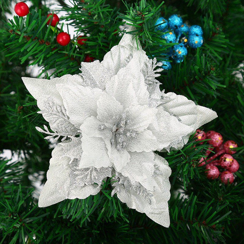 Gran ángulo agudo de Navidad más flores alrededor del árbol de Navidad coincidencias al por mayor 18cm de plástico tridimensional decoración de Navidad flores simuladas image 4