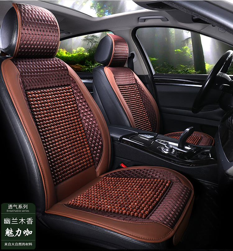 Car Wooden Bead Cushion Summer Half-Pack Seat Cover Four-Season Universal Ventilated Breathable Summer Cooling Cushion Bead Seat Cushion