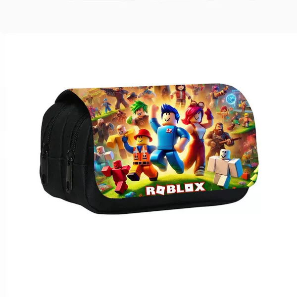 Cross-Border Wholesale Roblox Printed Double-Layer Pencil Bag Cartoon Primary and Secondary School Students Kindergarten Pencil Stationery Storage Bag