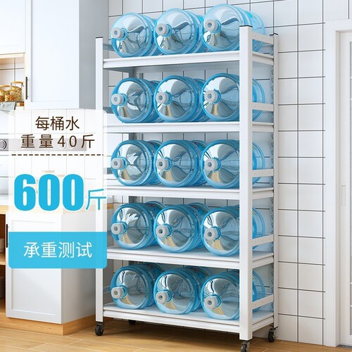 Kitchen rack with wheel fence carbon steel floor-standing thickened multi-layer with storage rack household microwave rack