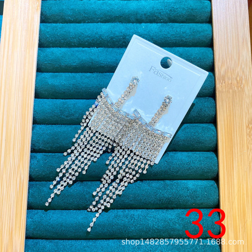 One piece dropshipping 925 silver needle European and American new heavy industry earrings for women mixed batch tassel long zircon earrings wholesale