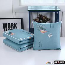 棉多功能车内抱枕被子两用网红男加厚靠垫被抱枕套一体毯子可爱F^