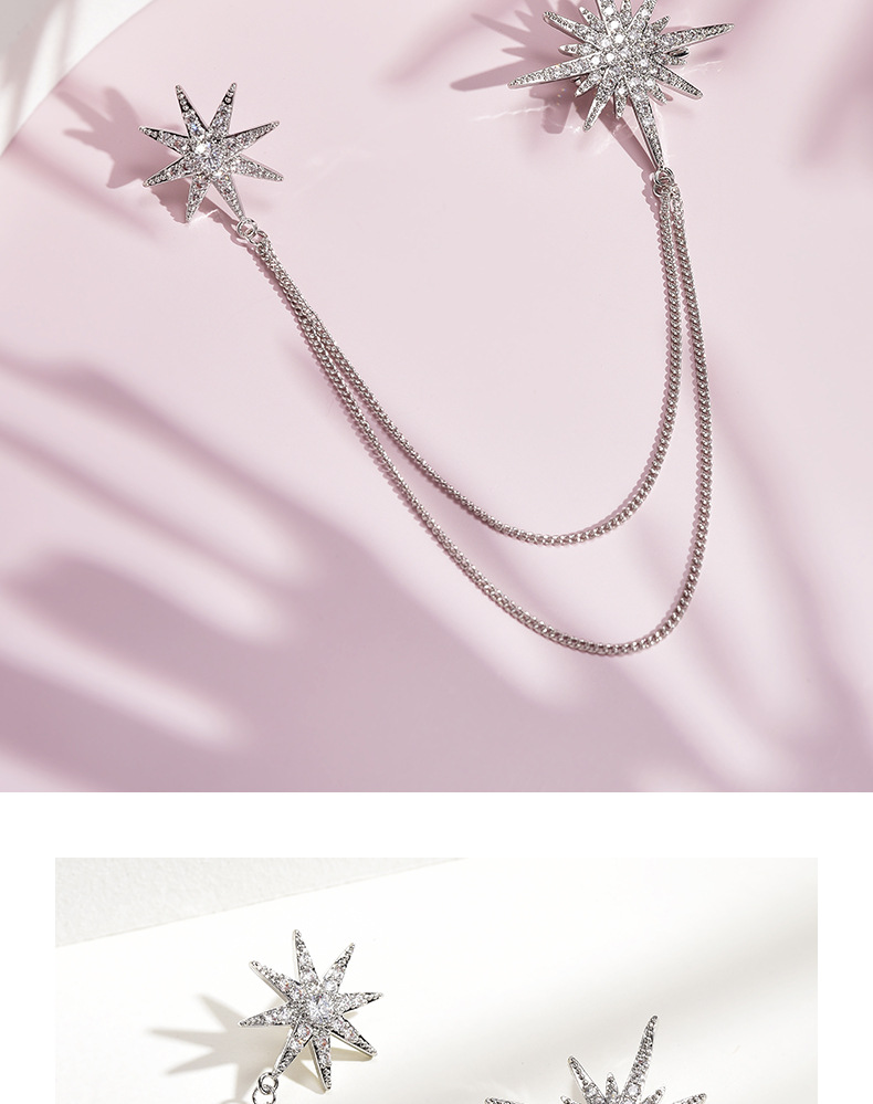 14g Weight Brooches Classification Date, Tea Party Occasion Alloy Material Star Pattern Women's Gender Simple Style, Shiny Style Simple Style Shiny Pin Star Alloy Women's Brooches 4
