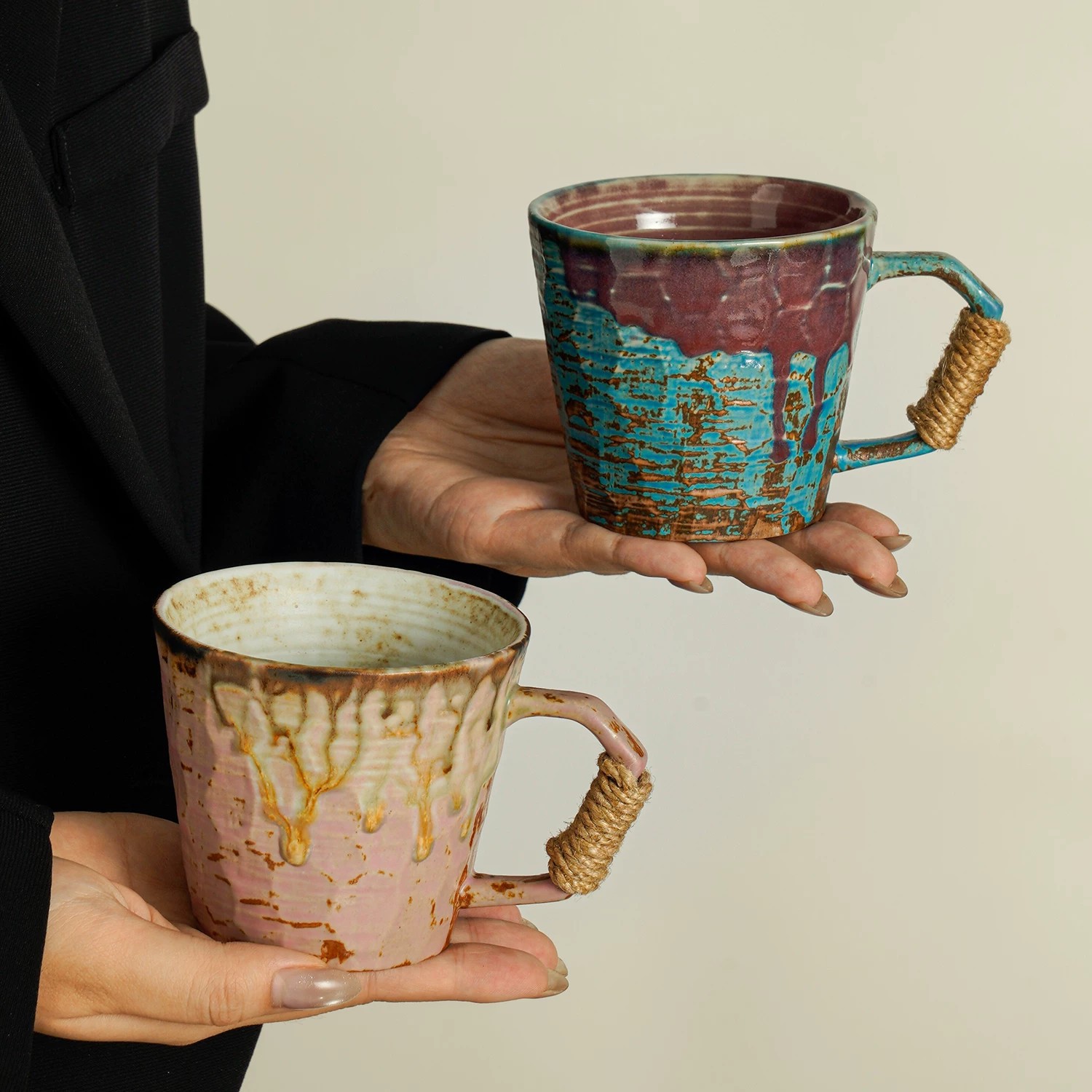 Taza de café nicho diseño de horno de cerámica gruesa cambió taza de marca doméstica taza de té de la tarde taza de latte taza de agua de oficina hombre