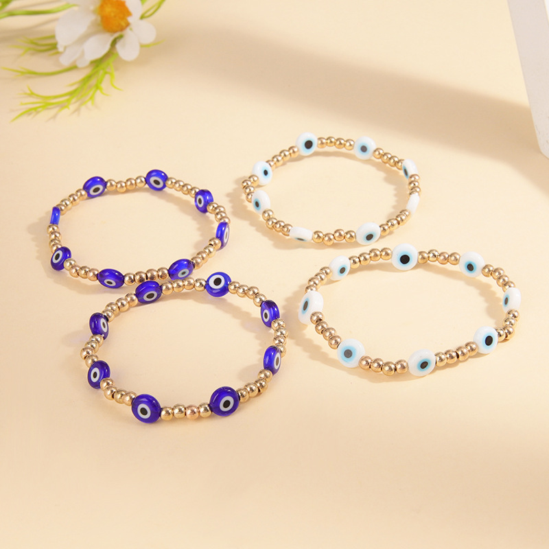 Fashion Devilu0027S Eye Beaded ceramics Irregular Plating Womenu0027S Bracelets 4 Pieces