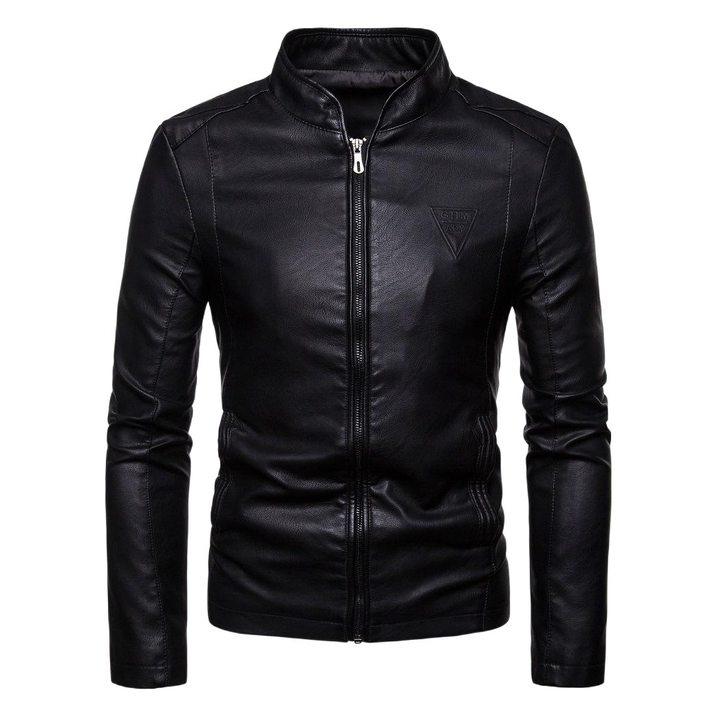 Foreign Trade Aliexpress Amazon 23 Autumn and Winter New Men's Korean Fashion Wholesale Stand Collar Jacket Leather Jacket