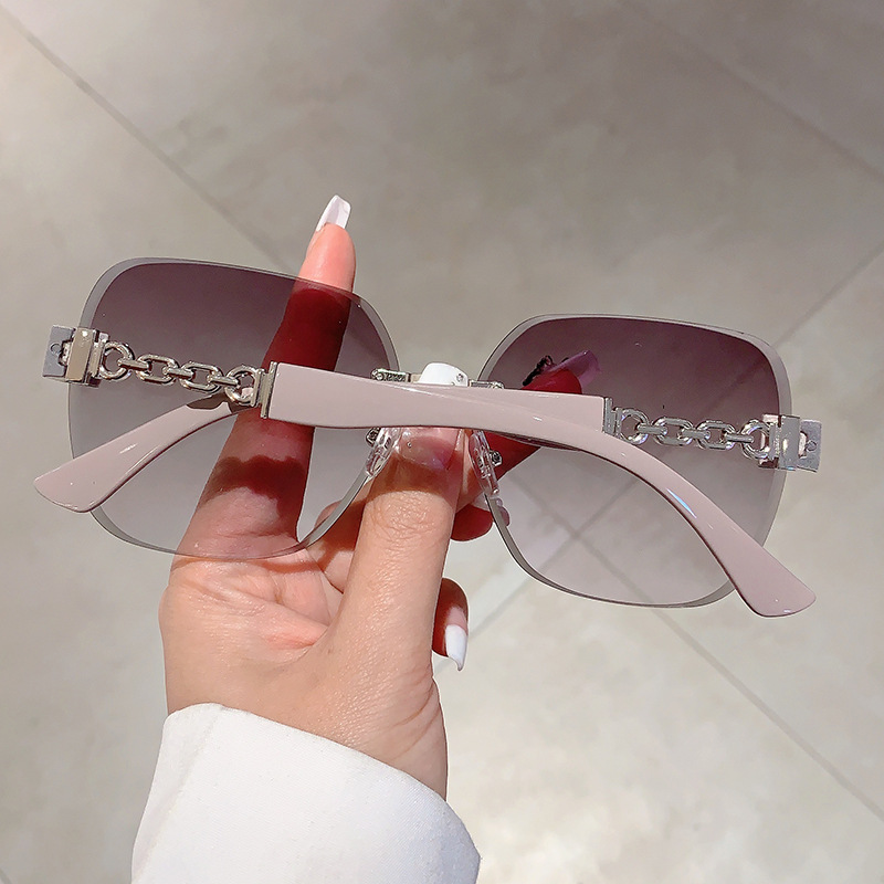 55g Weight Frameless Glasses Structure Sunglasses Classification PC, UV400 Protection Lens Material Square Glasses Style Outdoor, Travel Occasion Geometric Pattern All Seasons Season Unisex Gender Simple Style, Streetwear Style Simple Style Streetwear Geometric PC UV400 Protection Square Frameless Women's Sunglasses 6