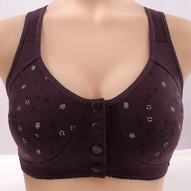 Wireless bra for mother, thin tank top, underwear, for middle age, front lock, plus size