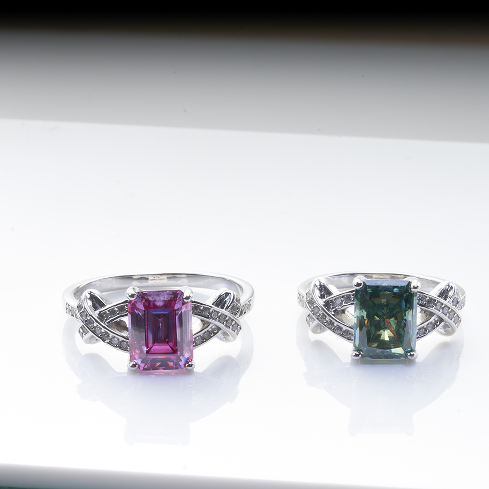 3 quilates Alien Radian cortado rosa azul verde anillo de piedra de moissanita certificados con bolígrafo de medición de segundo caliente