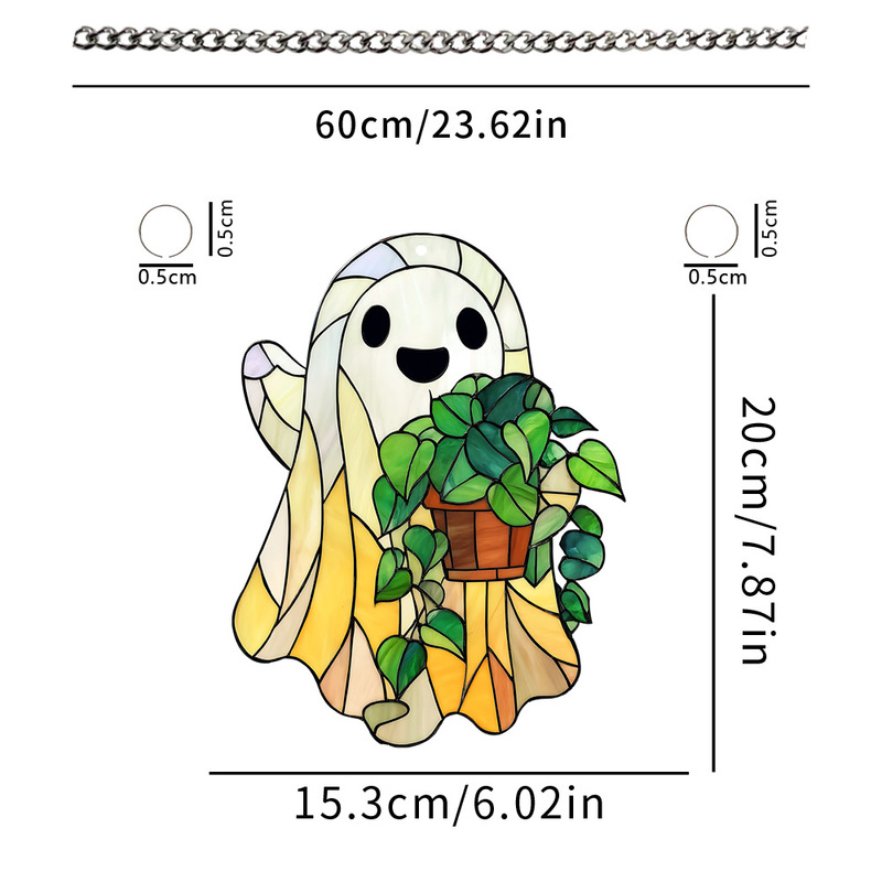 ハロウィン新月下の就寝前の読書リトルゴースト 2D フラットアクリルホリデー雰囲気装飾ペンダント|undefined