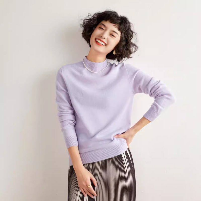 2026 Autumn/Winter New High-End Ready-To-Wear Flat Half-Turtleneck Cashmere Sweater Women's Pullover Cashmere Knitted Base Sweater 2026 Autumn/Winter New High-End Ready-To-Wear Flat Half-Turtleneck Cashmere Sweater Women's Pullover Cashmere Knitted Base Sweater