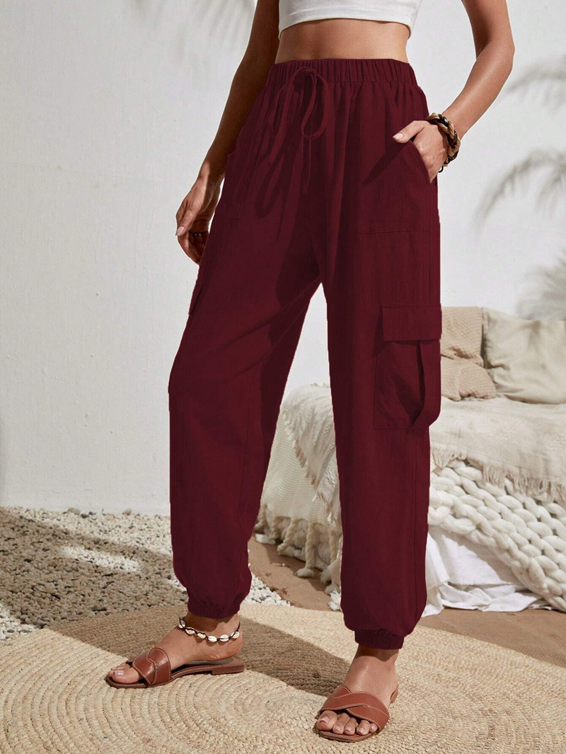 Pantalones de Mujer para Trabajo Casual, Color Sólido Versátil, con Bolsillos, Primavera-Verano 2025, Ropa de Mujer Europea y Americana, Amazon, Tiktok, Temu image 9