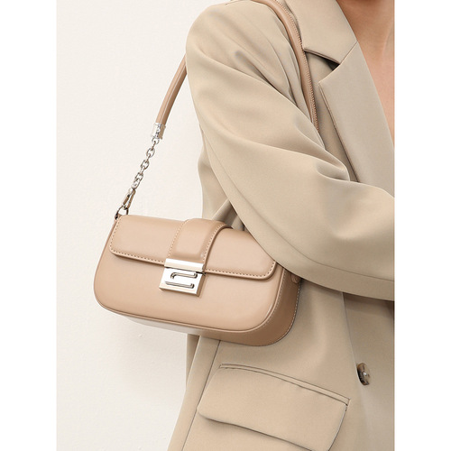 Small bag 2024 new high-end niche harmonica chain small square bag baguette armpit bag women's shoulder crossbody bag