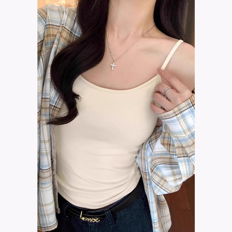 H587 Slim Fit Slimming Camisole Top for Women with Chest Pads, Summer Sexy T-Shirt, Versatile H587 Slim Fit Slimming Camisole Top for Women with Chest Pads, Summer Sexy T-Shirt, Versatile