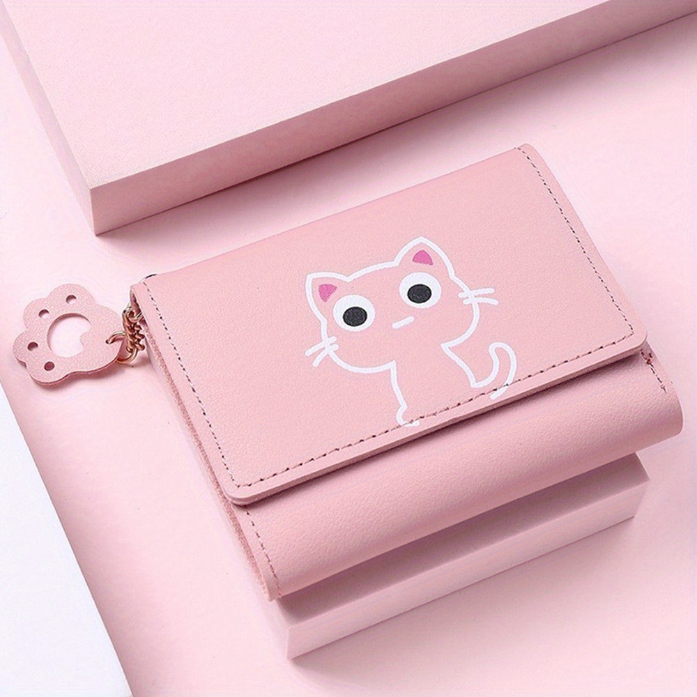 Cartera simple de Women's Purse Cartoon Kitten Lies Wallet