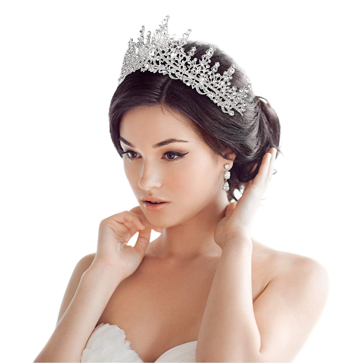 Estilo europeo transfronterizo nupcial corona de aleación accesorios para el cabello boda rhinestone diadema electrochapado cumpleaños corona cena boda tocado