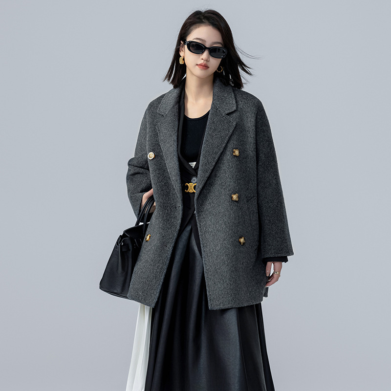 Autumn and Winter new wool coat women's short camel velvet double-sided Korean style loose lapel woolen coat Autumn and Winter new wool coat women's short camel velvet double-sided Korean style loose lapel woolen coat