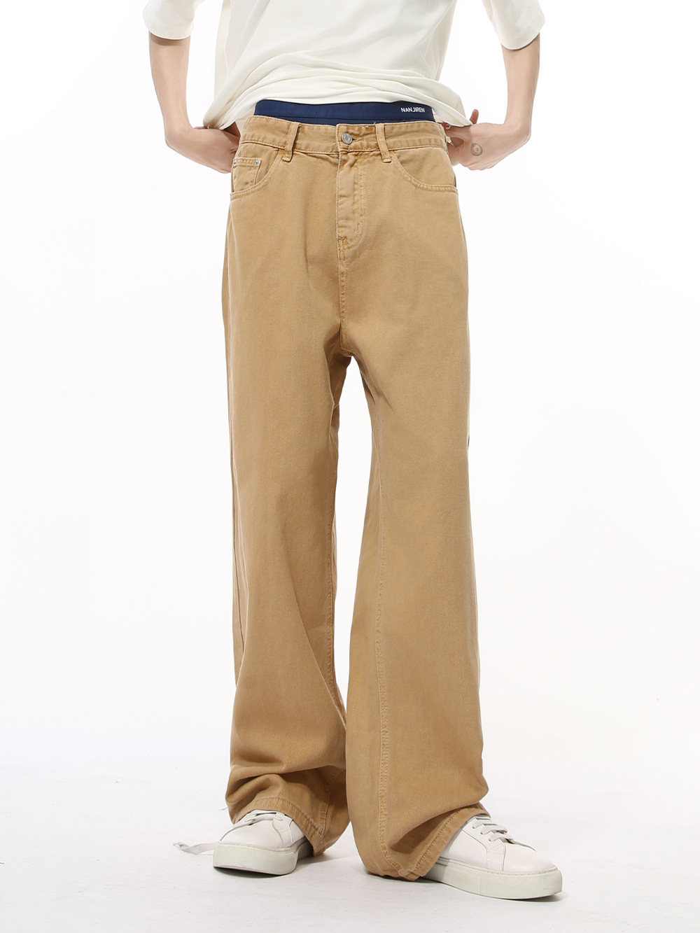 MTLCLOTHES Hombres| Nuevos productos de otoño básicos de color sólido simple cleanfit jeans casuales