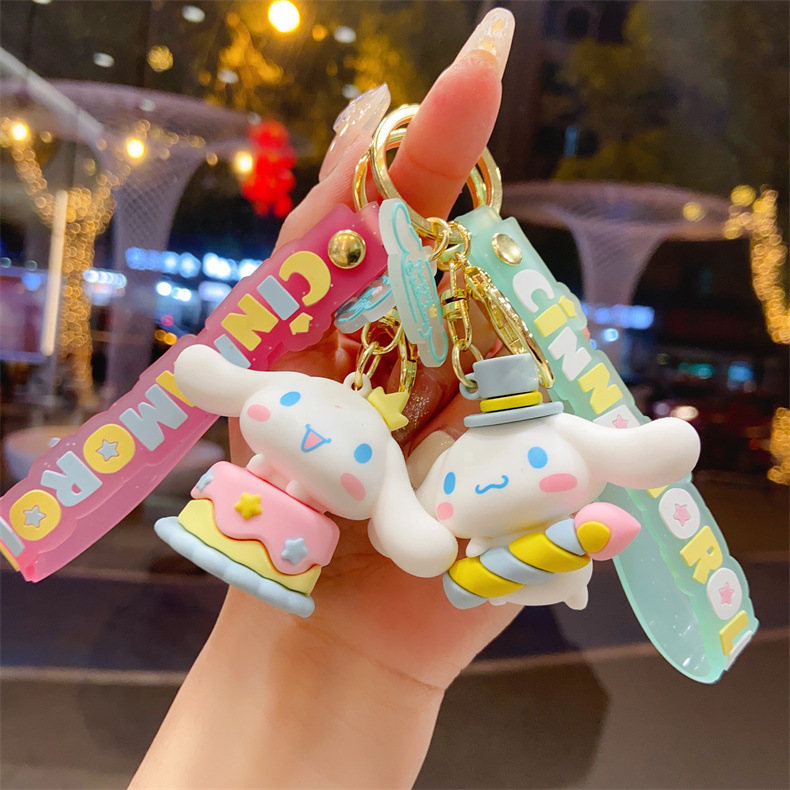 Creative Cute Big-Eared Dog Birthday Party Girl Heart Cartoon Car Keychain School Bag Pendant Couple Small Gift Wholesale