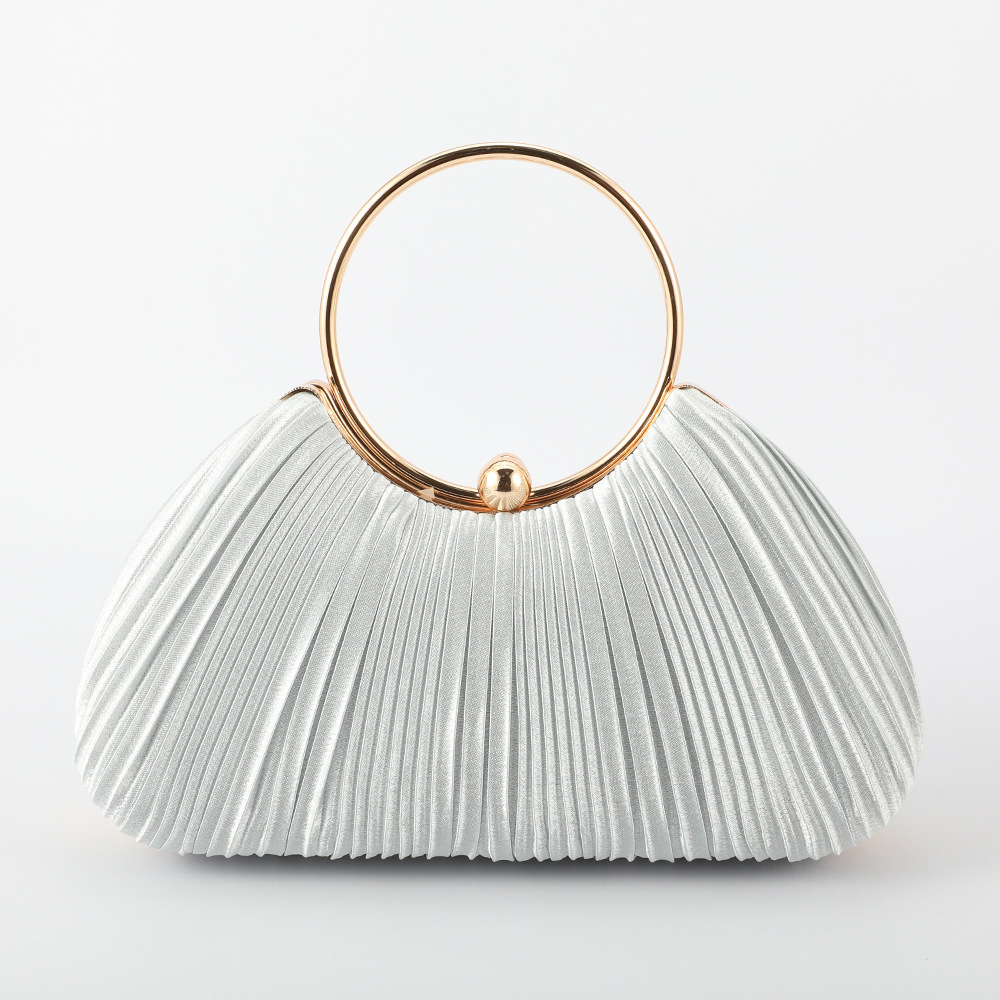 2025 New Arrival Cross-Border Hot Sale Circular Pleated Evening Bag Women's Banquet Party Dress Qipao Chain Small Handbag - Thumbnail 2