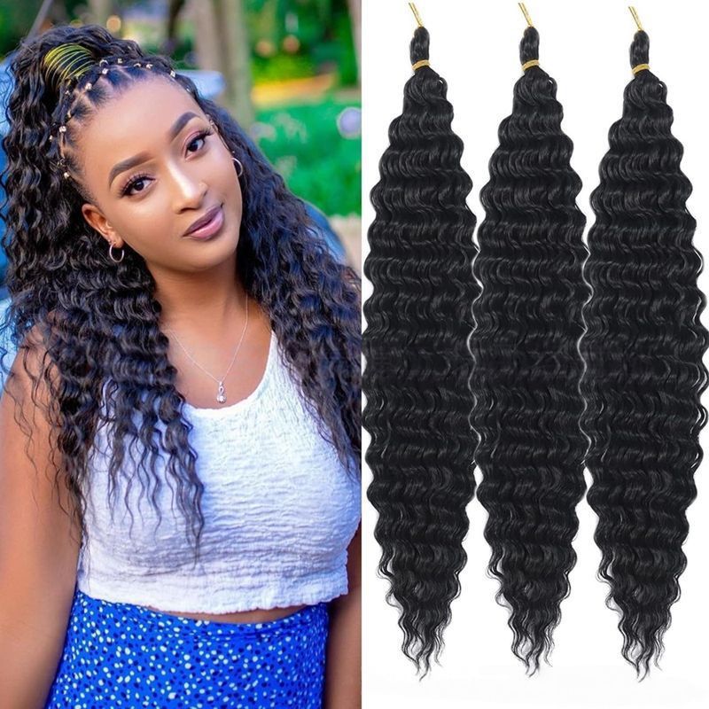 Extensión de Cabello Trenzado Crochet de Seda Doméstica Onda Profunda para Trenzado Crochet