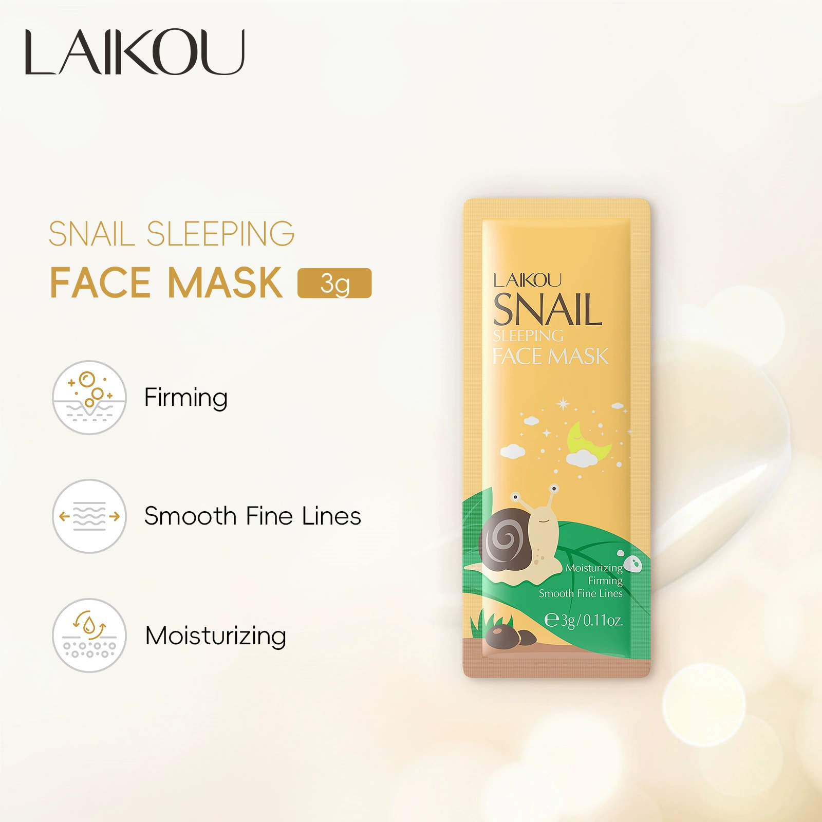 LAIKOU Lacome Спальная маска для улитки 3g пробная установка одноразовый увлажняющий увлажняющий увлажняющий и омолаживающий производитель кожи