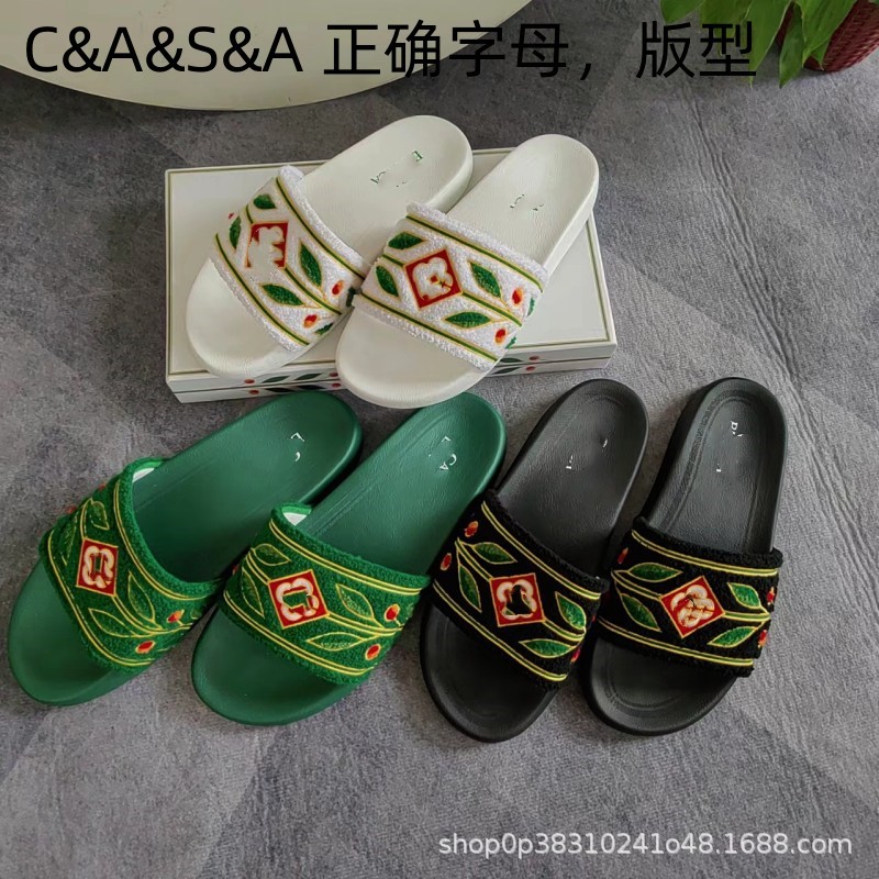 跨境新款高档外穿国风刺绣拖鞋男轻便防滑平底一字凉拖鞋外贸批发
