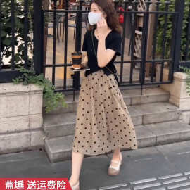 2025年新款波点半身裙女夏季梨形身材高腰小个子a字裙遮跨长裙子