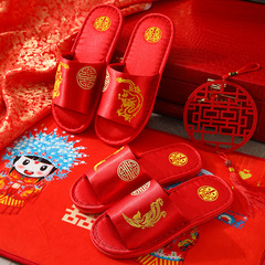 Chinese style wedding slippers couple festive dragon and phoenix home indoor wedding opening four seasons newlywed slippers wholesale
