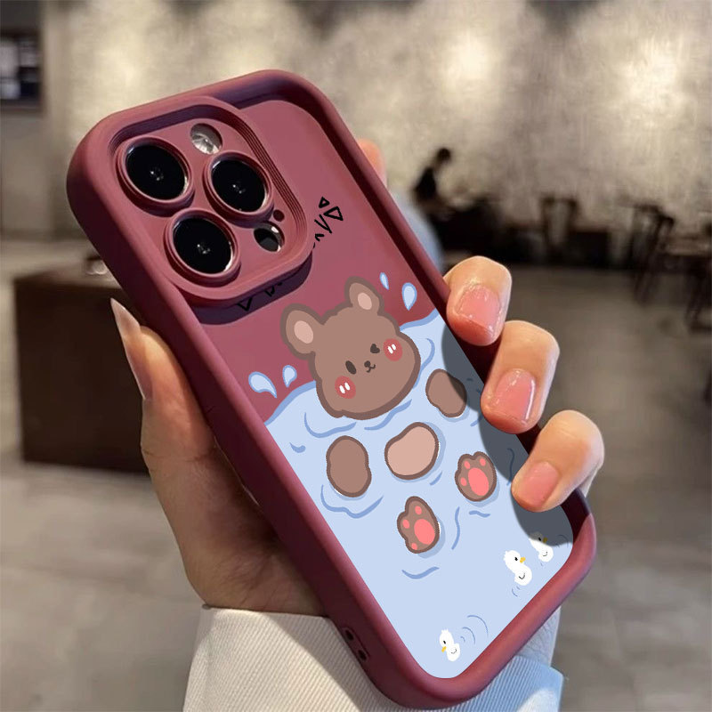 All-inclusive lens bath bear for Apple 15 mobile phone case iphone14promax protective cover 13 soft case 12