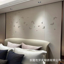 抖音网红皮雕背景墙极简玄关艺术墙面割花透光浮雕精雕软包硬包