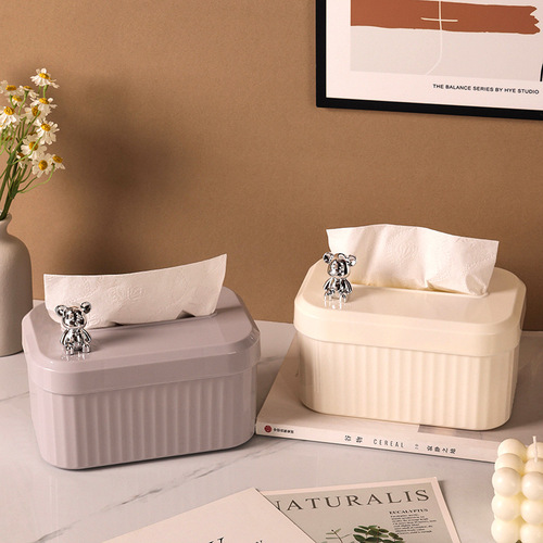Plastic tissue box for home living room coffee table desk storage box creative napkin tissue paper holder cream style tissue paper box