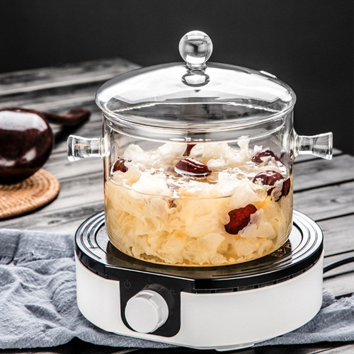 Large-capacity health pot, high temperature resistant pot, instant noodles, household soup pot with lid, soup bucket, double-eared glass pot pot