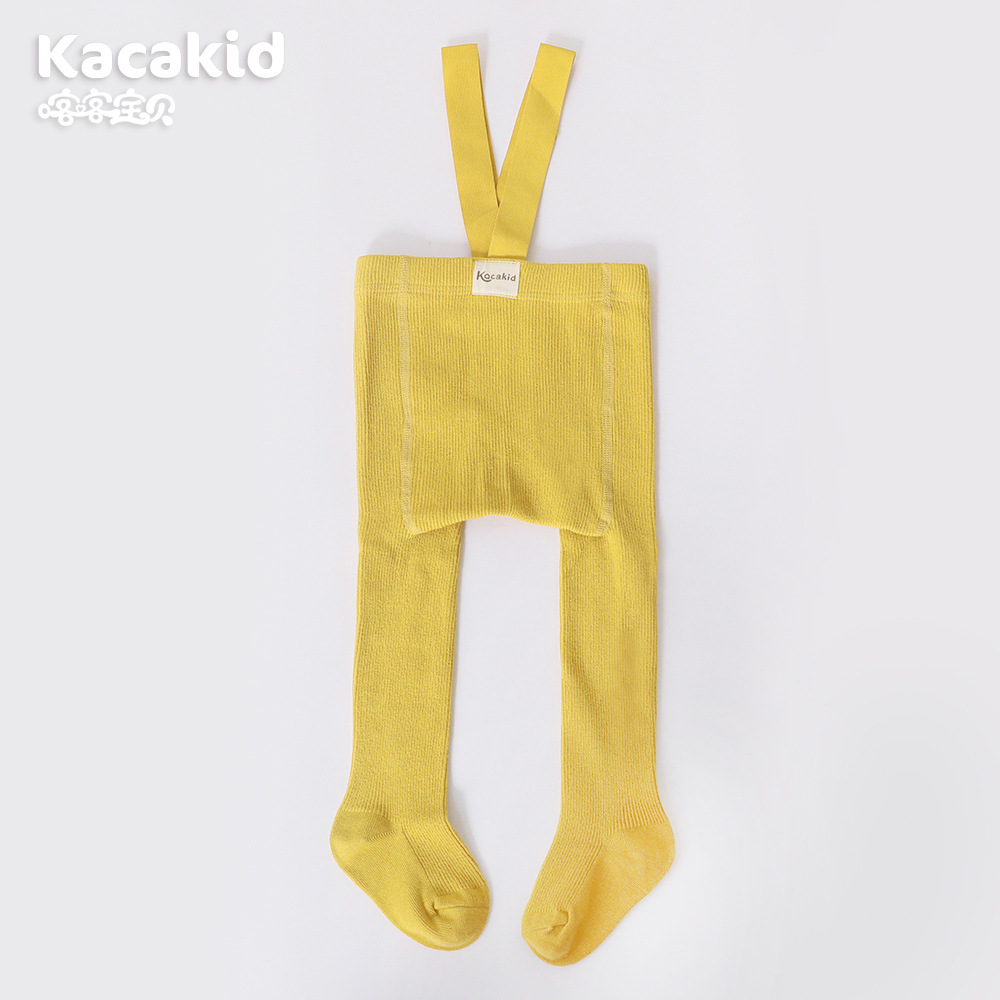 Pantimedias de correa para bebé de primavera y otoño cuidadosamente seleccionadas, pantimedias de protección del vientre de cintura alta, leggings de color sólido para bebés y niños pequeños