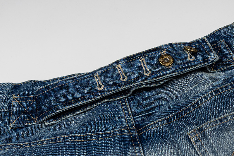 Unisex Vintage Paris Buckle Denim Capri Pants With Bamboo-Joint Wash, Relaxed Fit Over-Knee Shorts For Summer_mkmklike.com