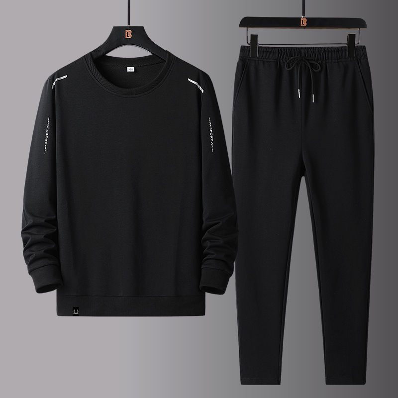 Conjunto deportivo transfronterizo para hombre, primavera y otoño, chaqueta holgada con cuello alto, pantalones de pierna recta de talla grande, conjunto de dos piezas, sudadera para hombre, comercio exterior.