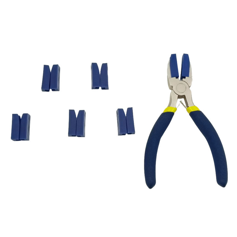 파란색과 노란색 손잡이가 있는 나일론 펜치 + 플라스틱 헤드 2쌍