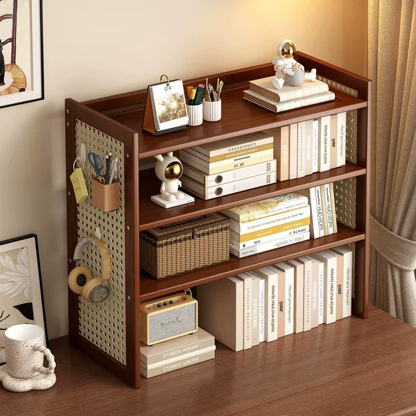 Desktop Bookshelf Pegboard Storage Rack, Desktop Miscellaneous Item Organizer, Student Home Use Vertical Multi-Layer Simple Small Bookcase